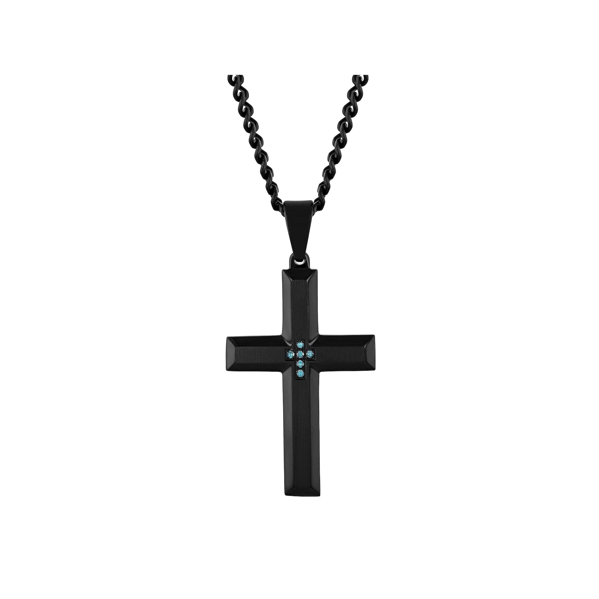 Men's Jewelry Nation Stainless Steel Diamond Accent Cross Pendant Necklace,  Product Image