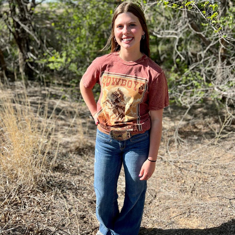 Mineral Washed Bucking Cowboy Graphic Tee* Product Image