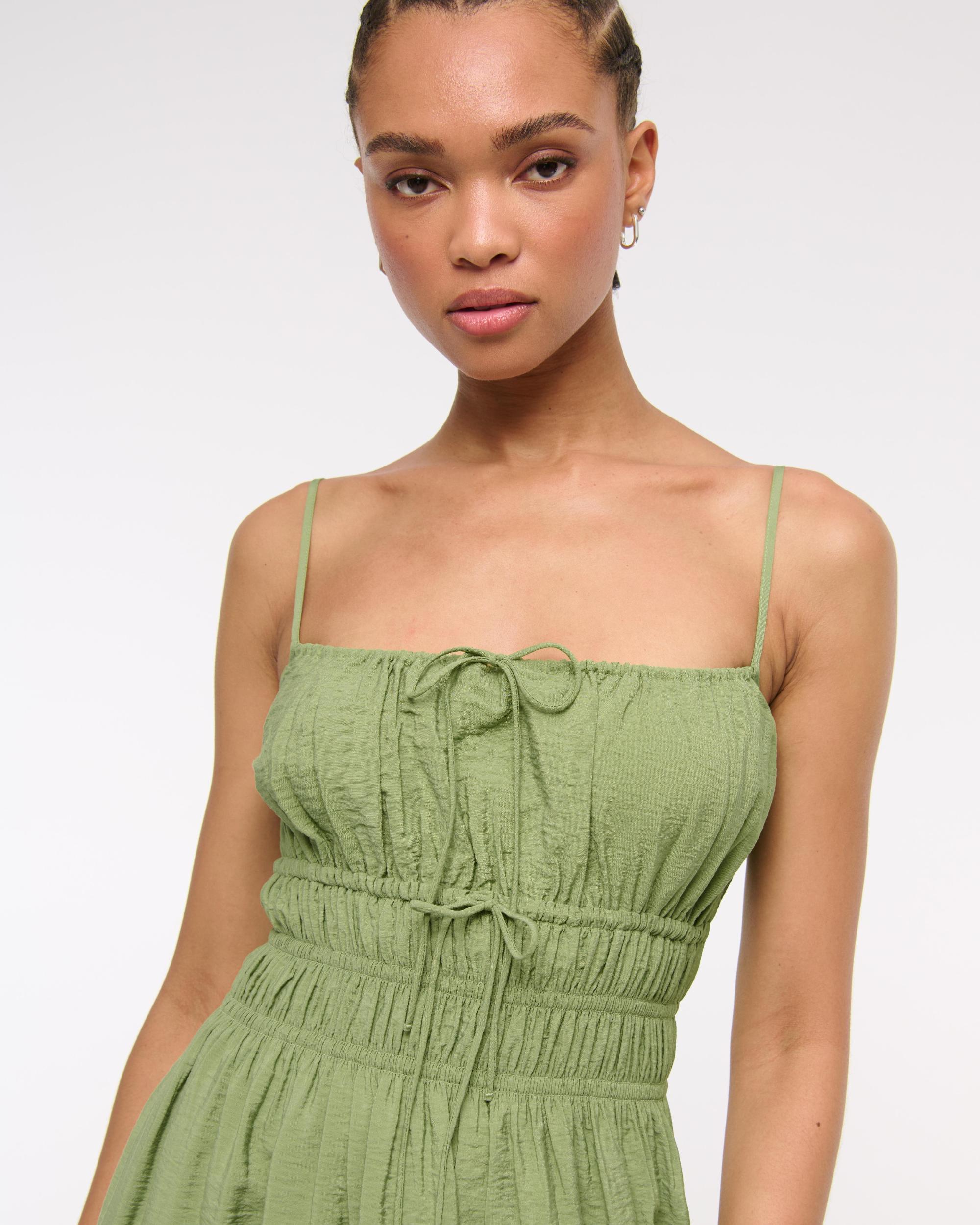 Smocked Tie-Front Maxi Dress Product Image