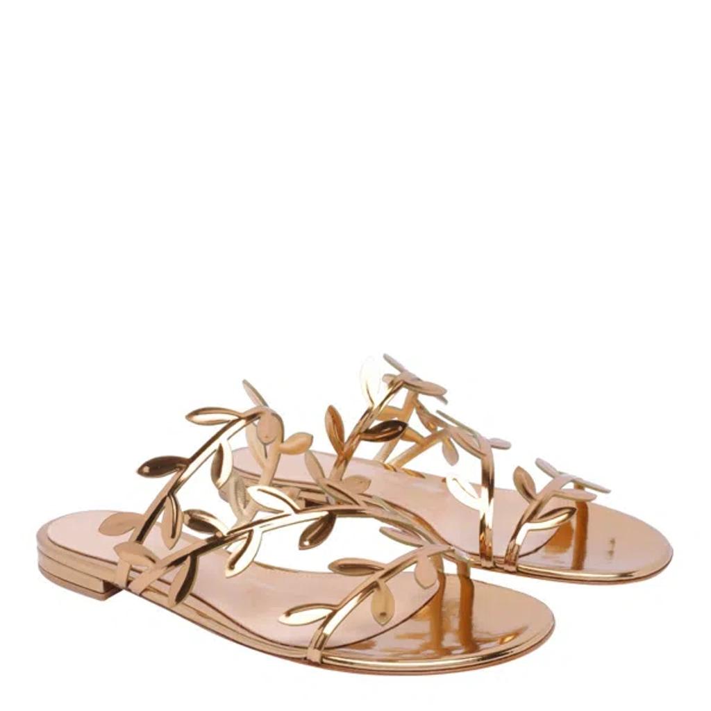 GIANVITO ROSSI Flavia Metallic Leather Sandals In Mekong Product Image