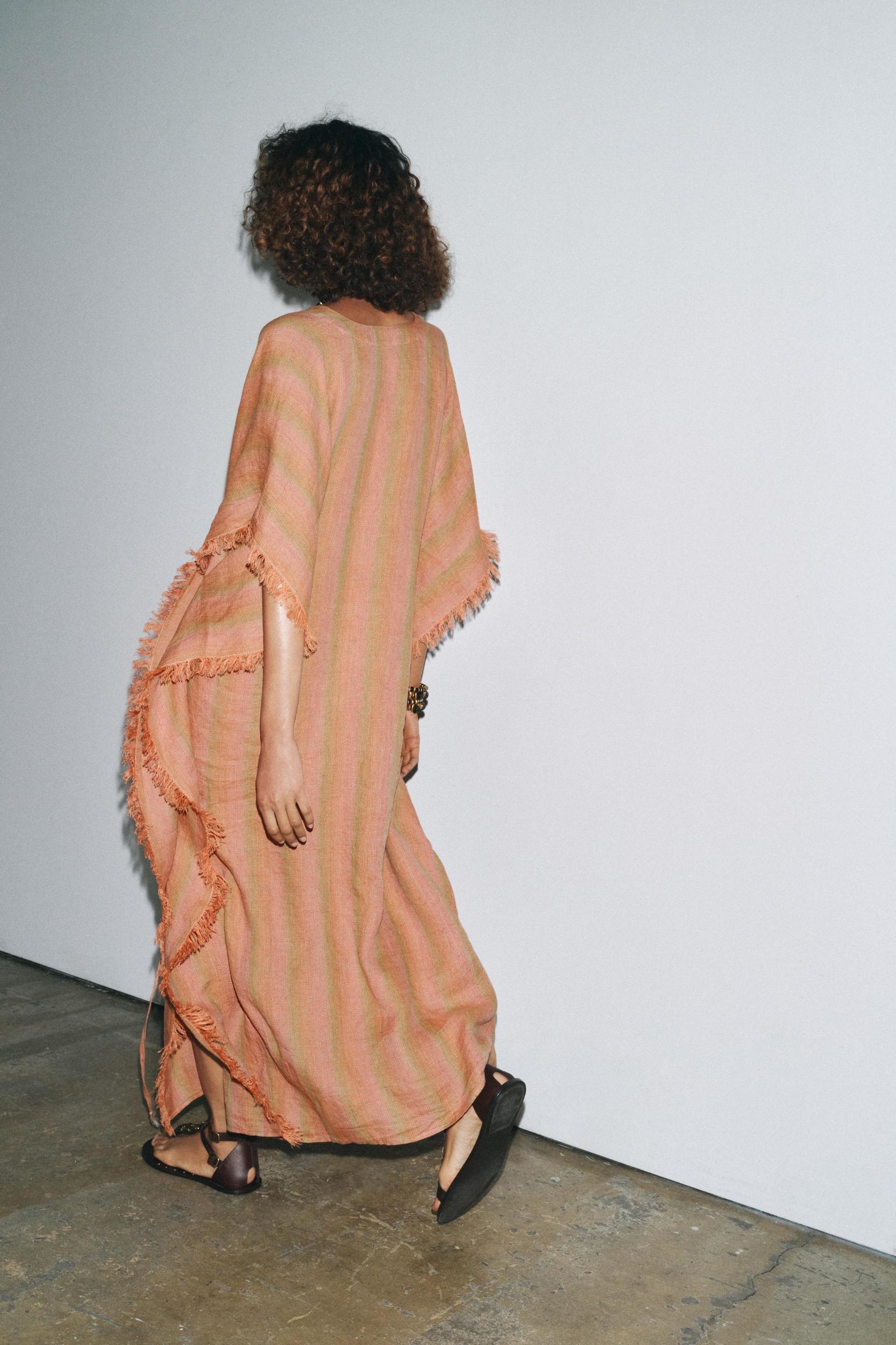 100% LINEN MULTI-POSITION KAFTAN DRESS ZW COLLECTION Product Image