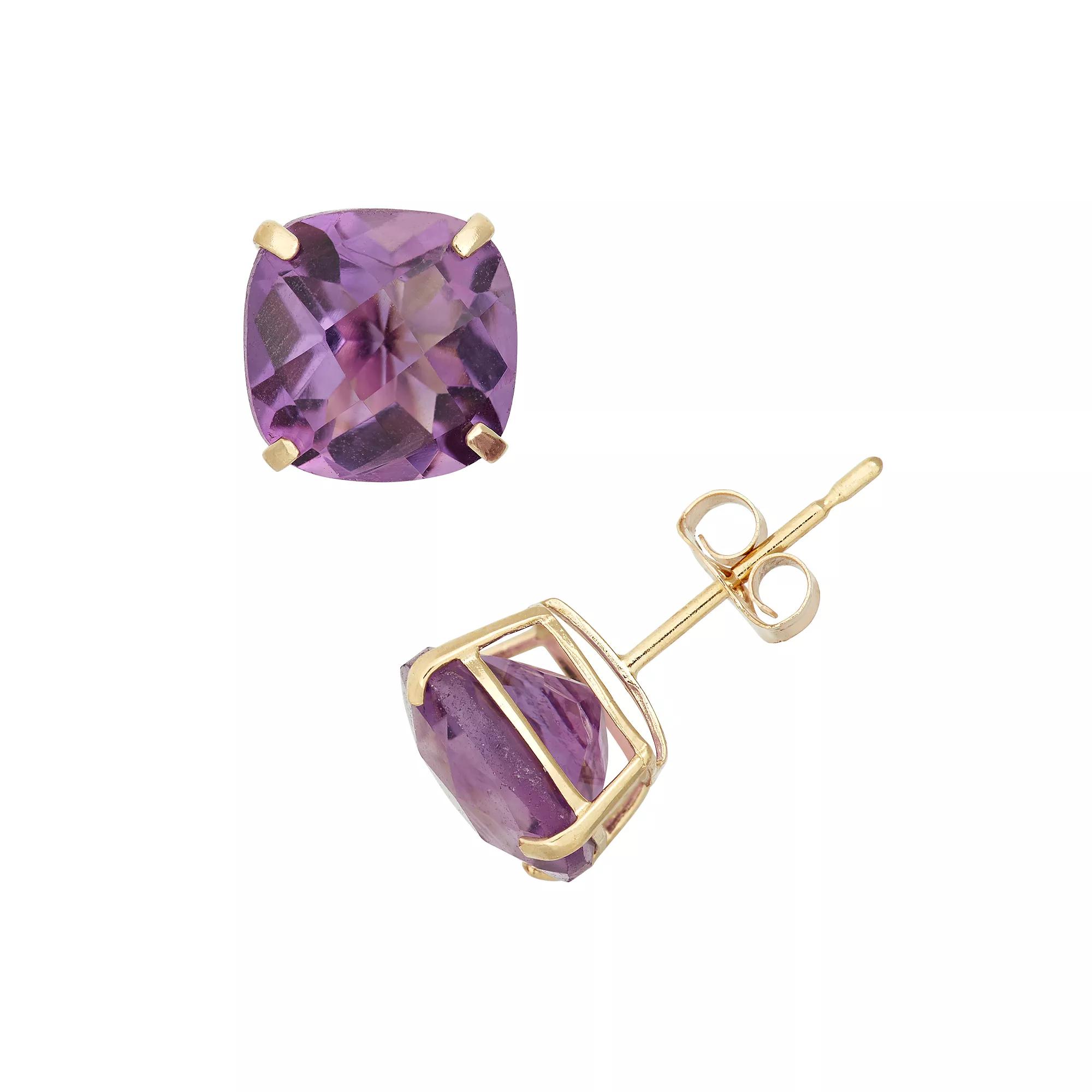 Designs by Gioelli Amethyst 10k Gold Stud Earrings, Women's, Purple Product Image