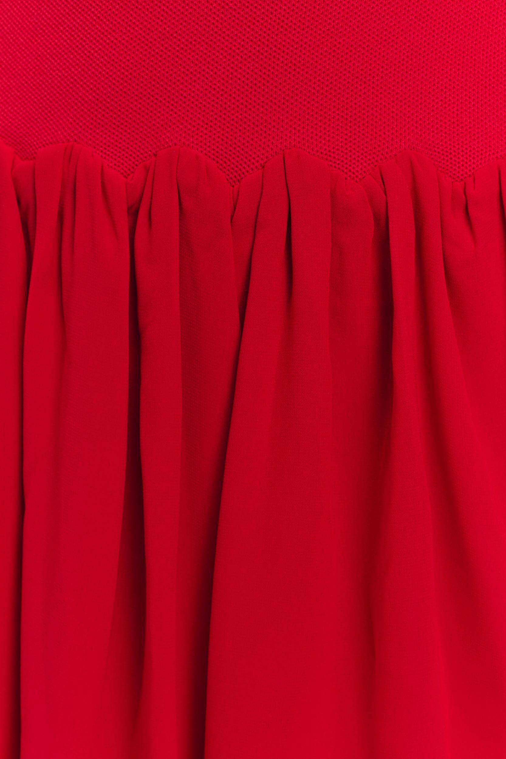 Ashleigh Knit And Chiffon Mini Dress - Red Product Image