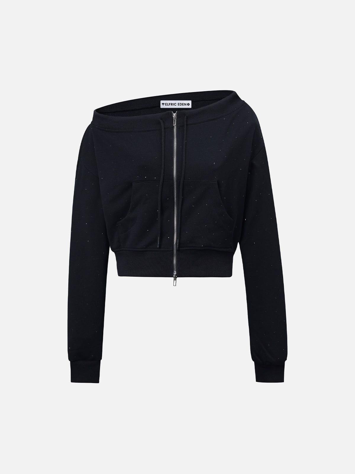 Aelfric Eden Hotfix Rhinestone Off-The-Shoulder Sweatshirt Female Product Image