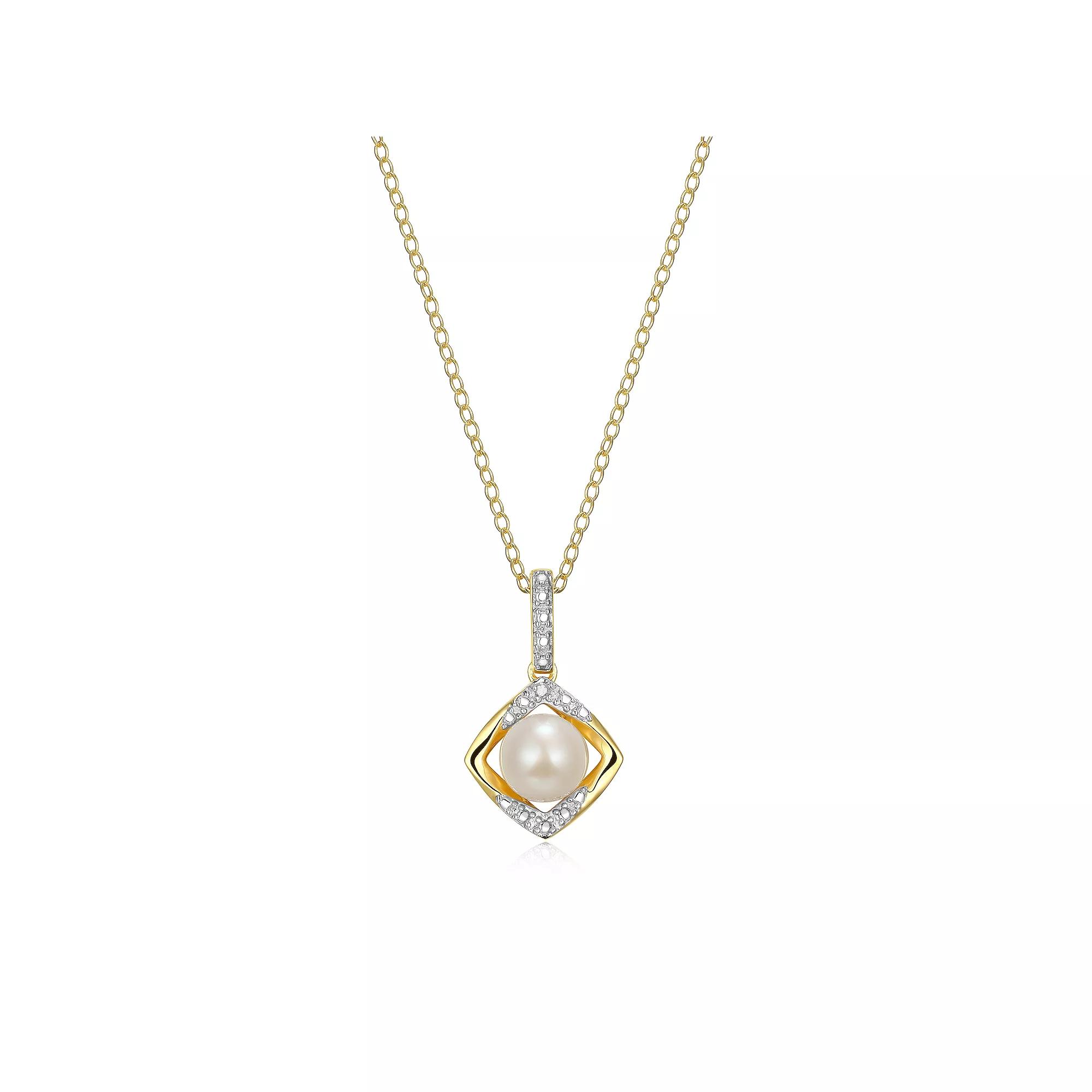 18k Gold Over Silver Gemstone & Diamond Accent Drop Pendant Necklace, Women's, Size: 18", June Gen Fw White Product Image