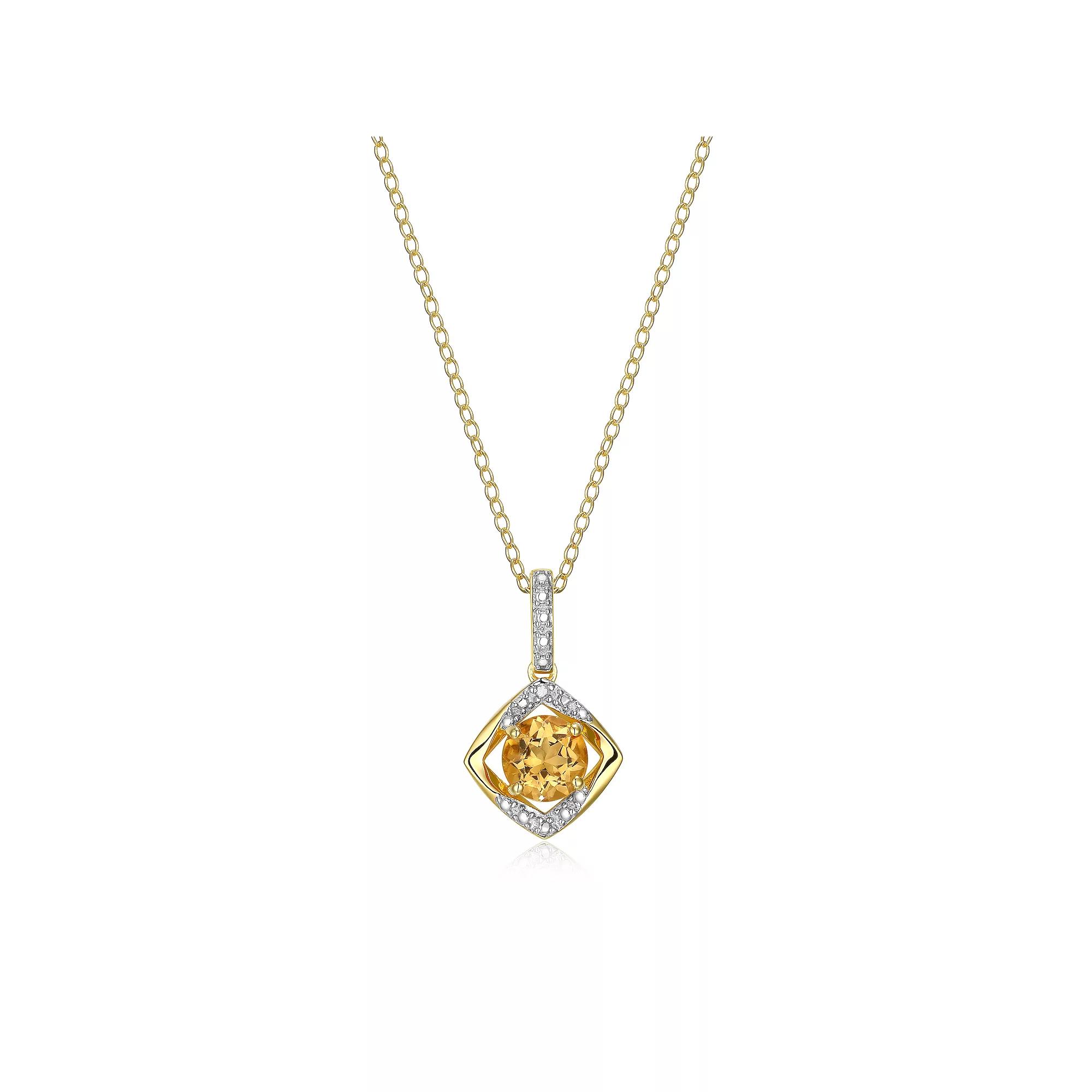 18k Gold Over Silver Gemstone & Diamond Accent Drop Pendant Necklace, Women's, Size: 18", Dec Gen Blue Topaz Product Image
