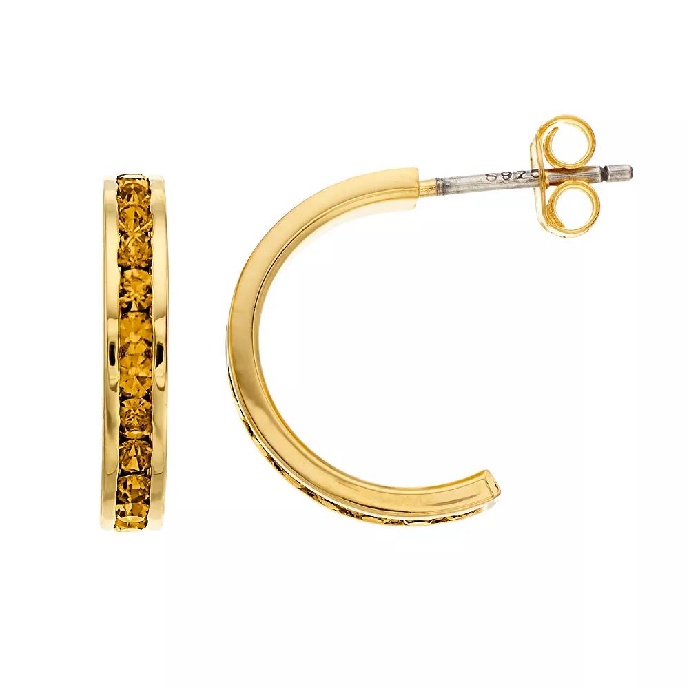 Traditions Jewelry Company 18k Gold Over Silver Crystal Birthstone Earrings, Women's, Gold Over Sterling Nov Product Image