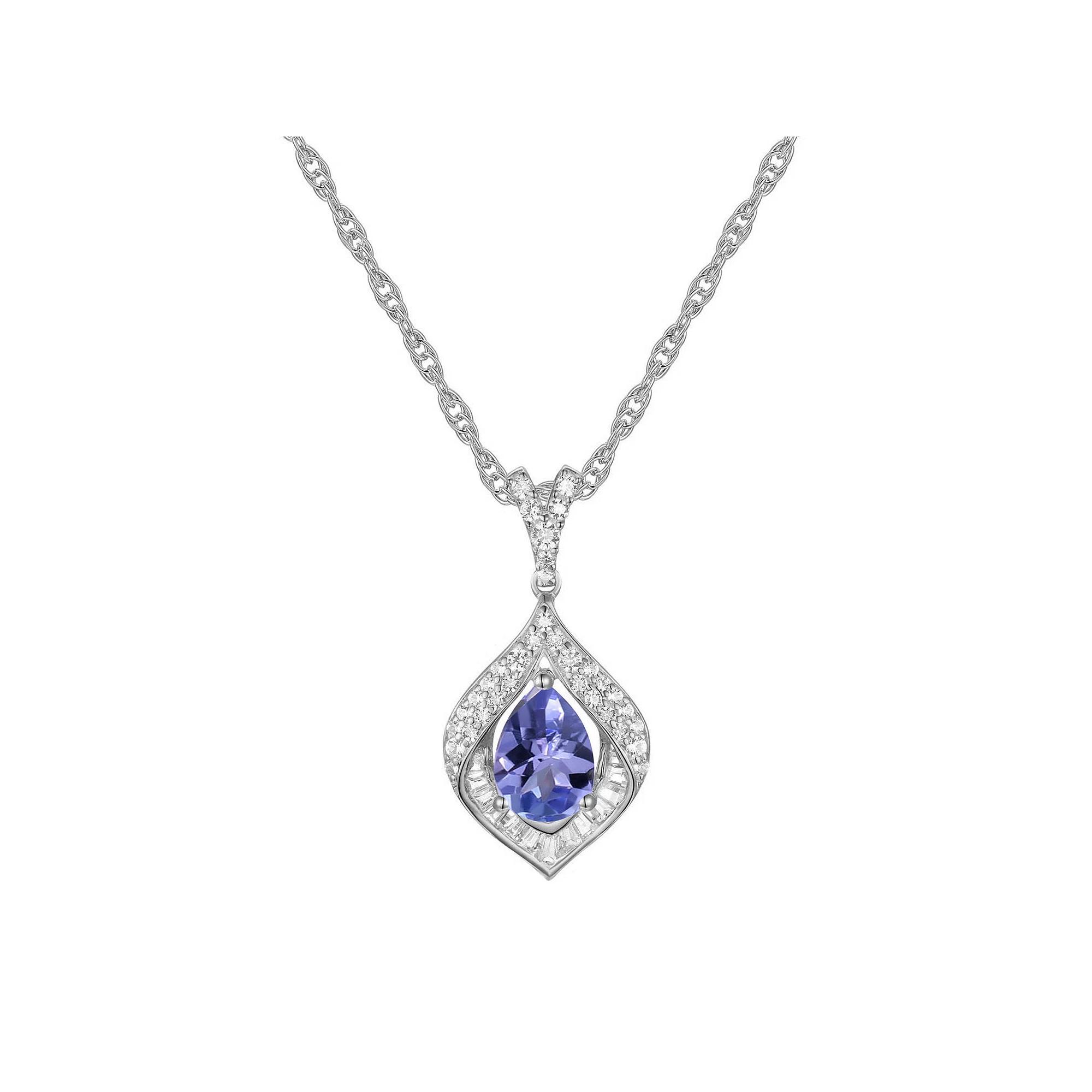 Sterling Silver Tanzanite Pendant, Women's, Size: 18" Product Image