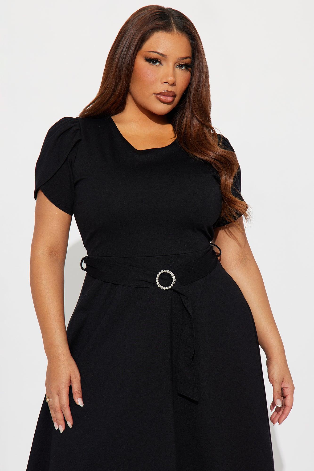Emmalyn Belted Ponte Midi Dress - Black Female Product Image