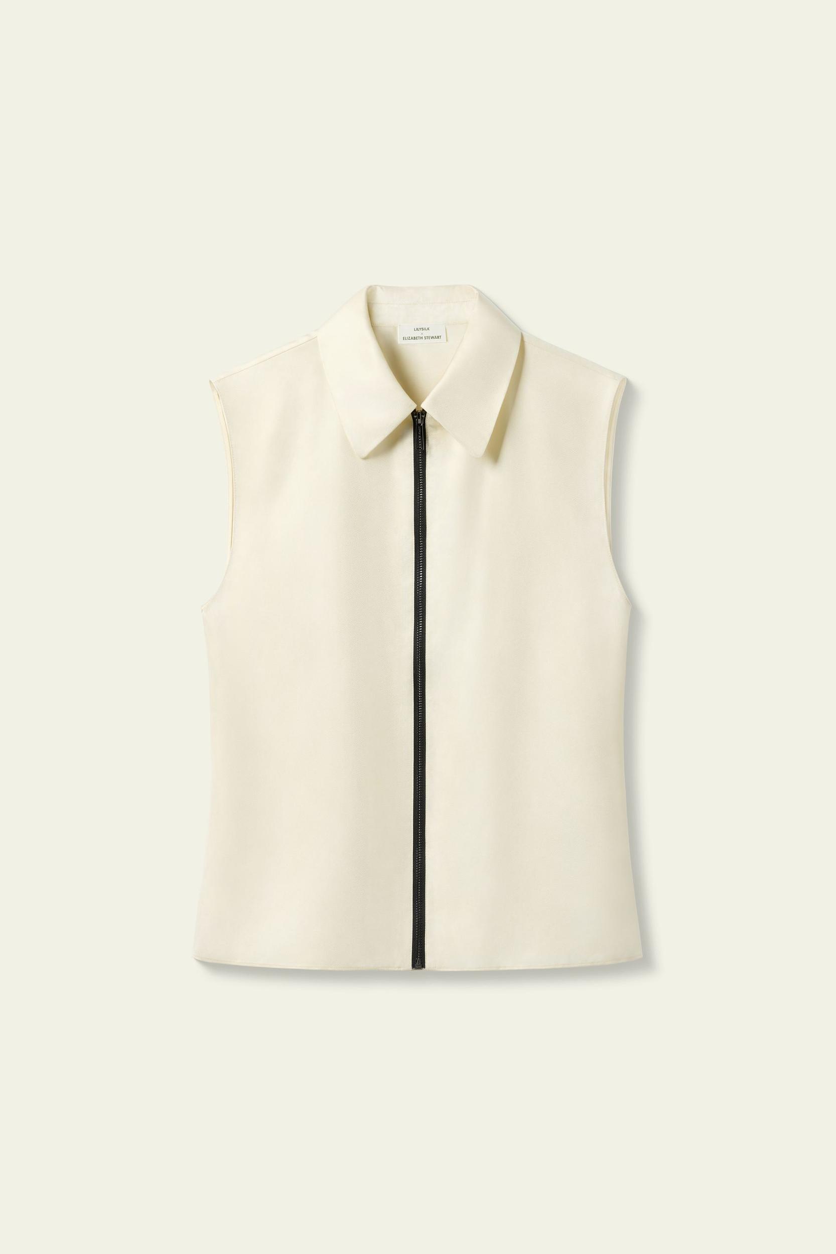 LILYSILK Silk Top Sleeveless - Female - Black 100% Pure Silk - Functional Zipper Placket Camisole XL Product Image