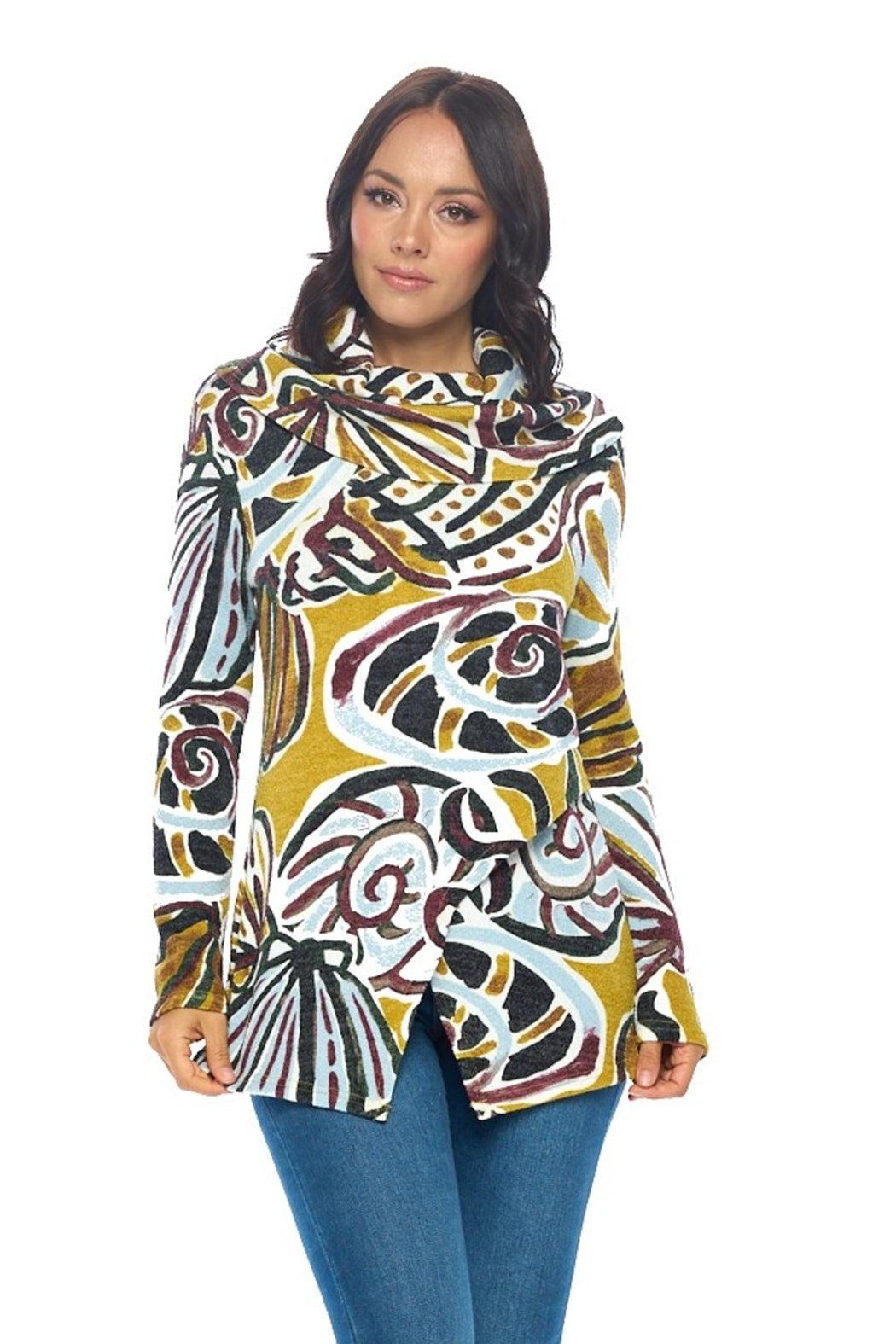 Mustard Cowl Neck Top Product Image