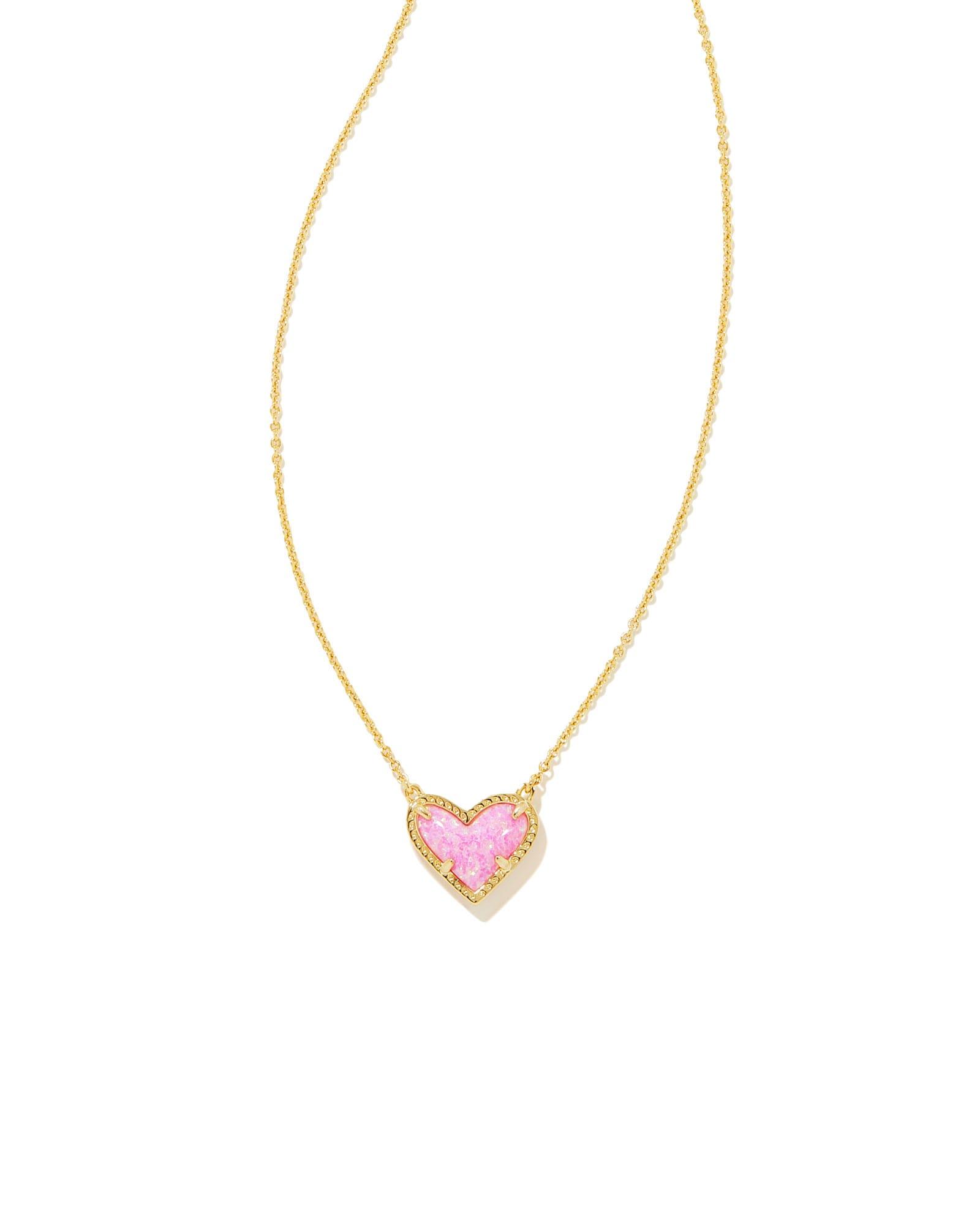 Kendra Scott Ari Heart Gold Extended Length Pendant Necklace in Iridescent | Drusy Product Image