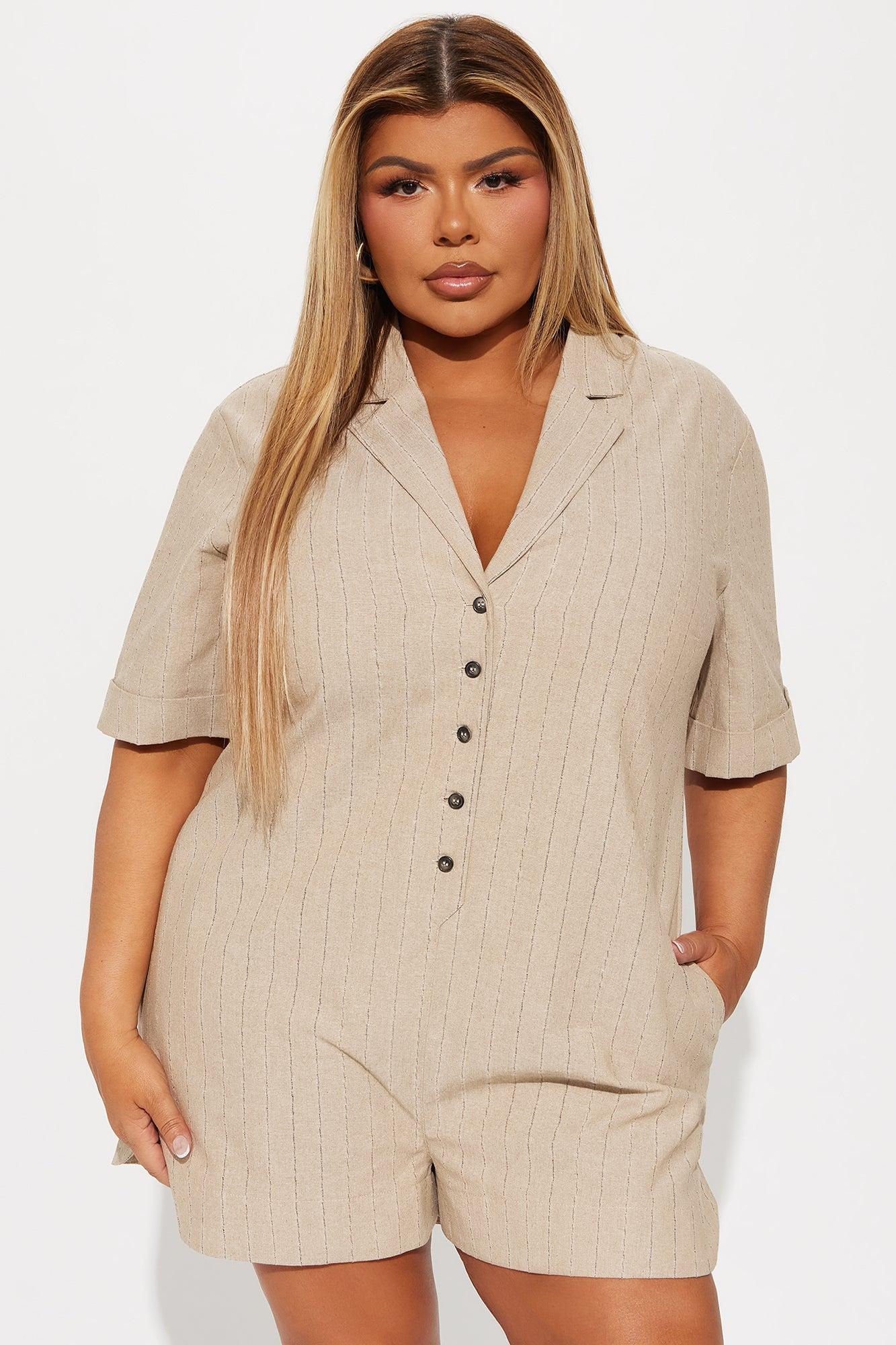 Living Good Linen Romper - Taupe Product Image