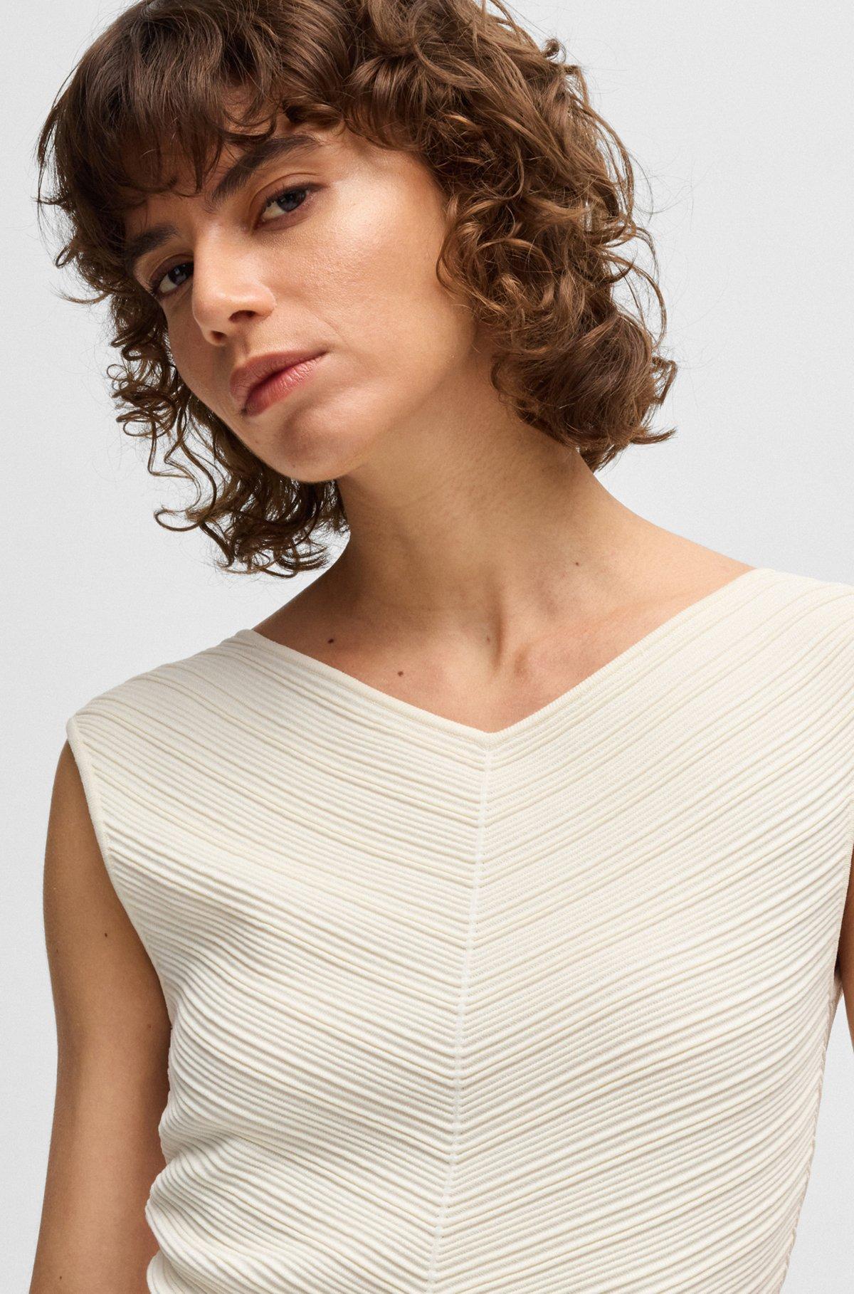 V-neck top with knitted structure Product Image