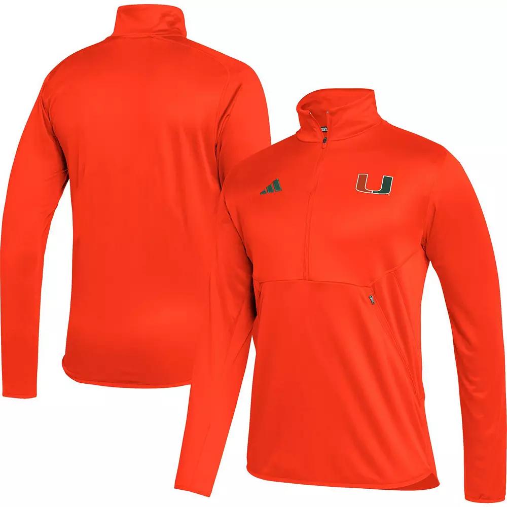 Men's adidas Orange Miami Hurricanes 2023 Sideline AEROREADY Half-Zip Top,  Product Image