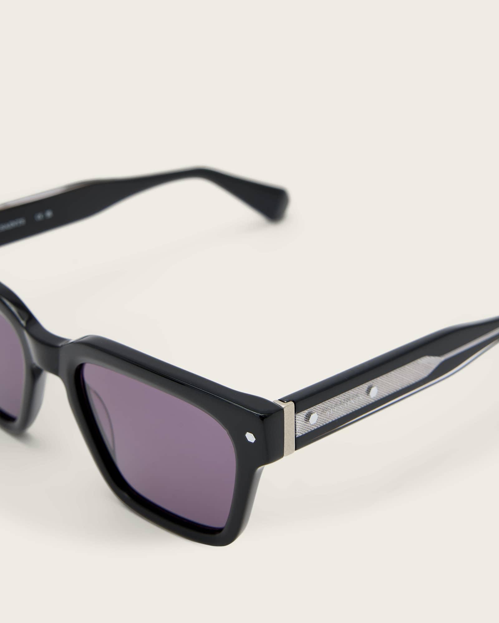 Suki Square Framed Sunglasses GLOSS BLACK | ALLSAINTS US Product Image