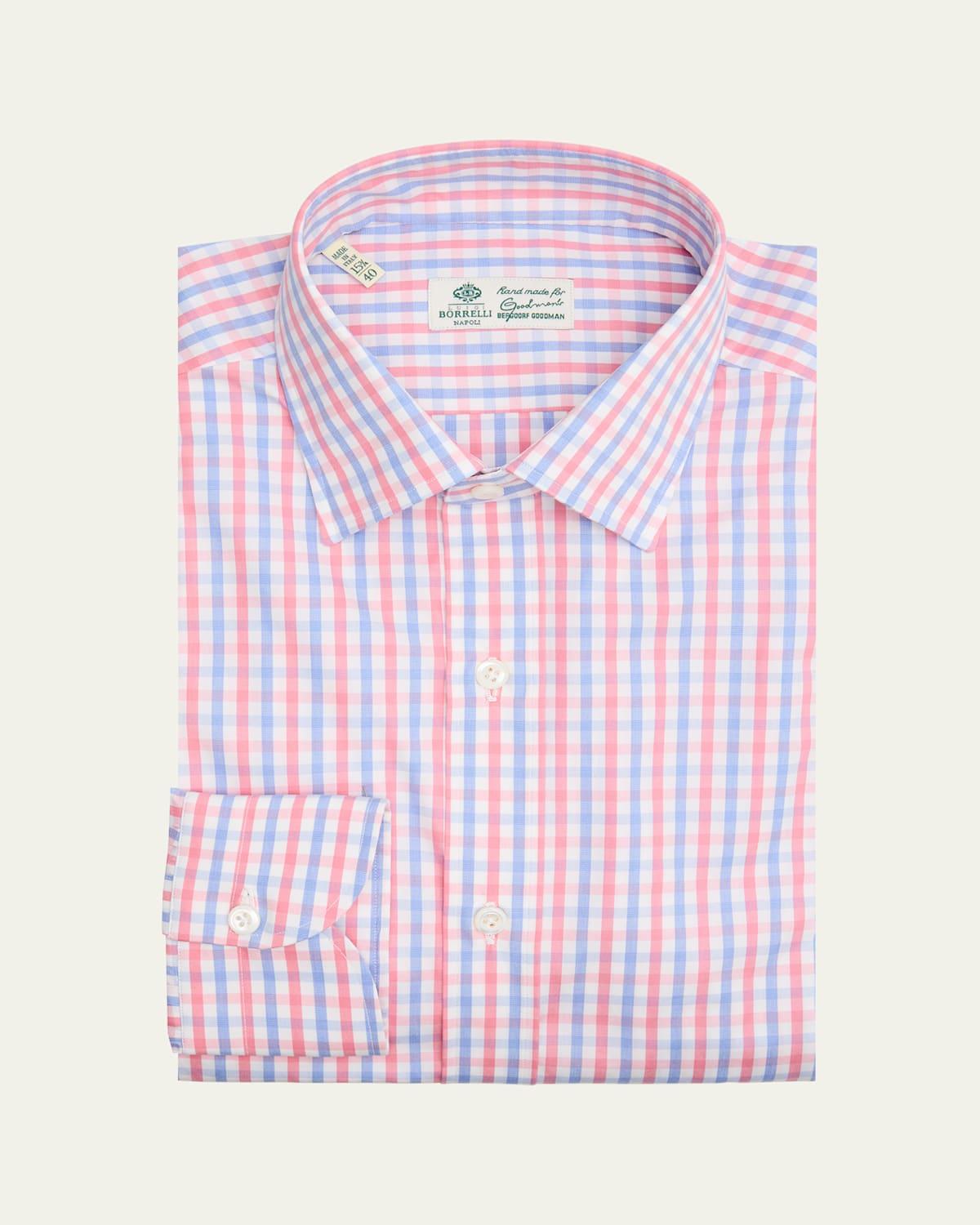 Mens Cotton Check Dress Shirt Product Image