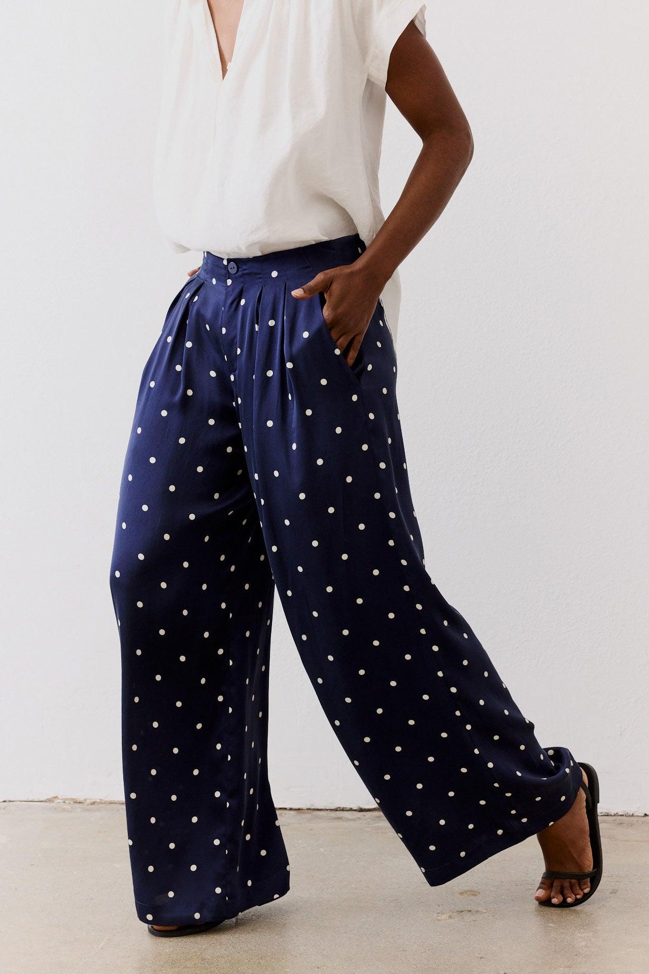 Easy Washable Silk Wide Leg Trousers Product Image