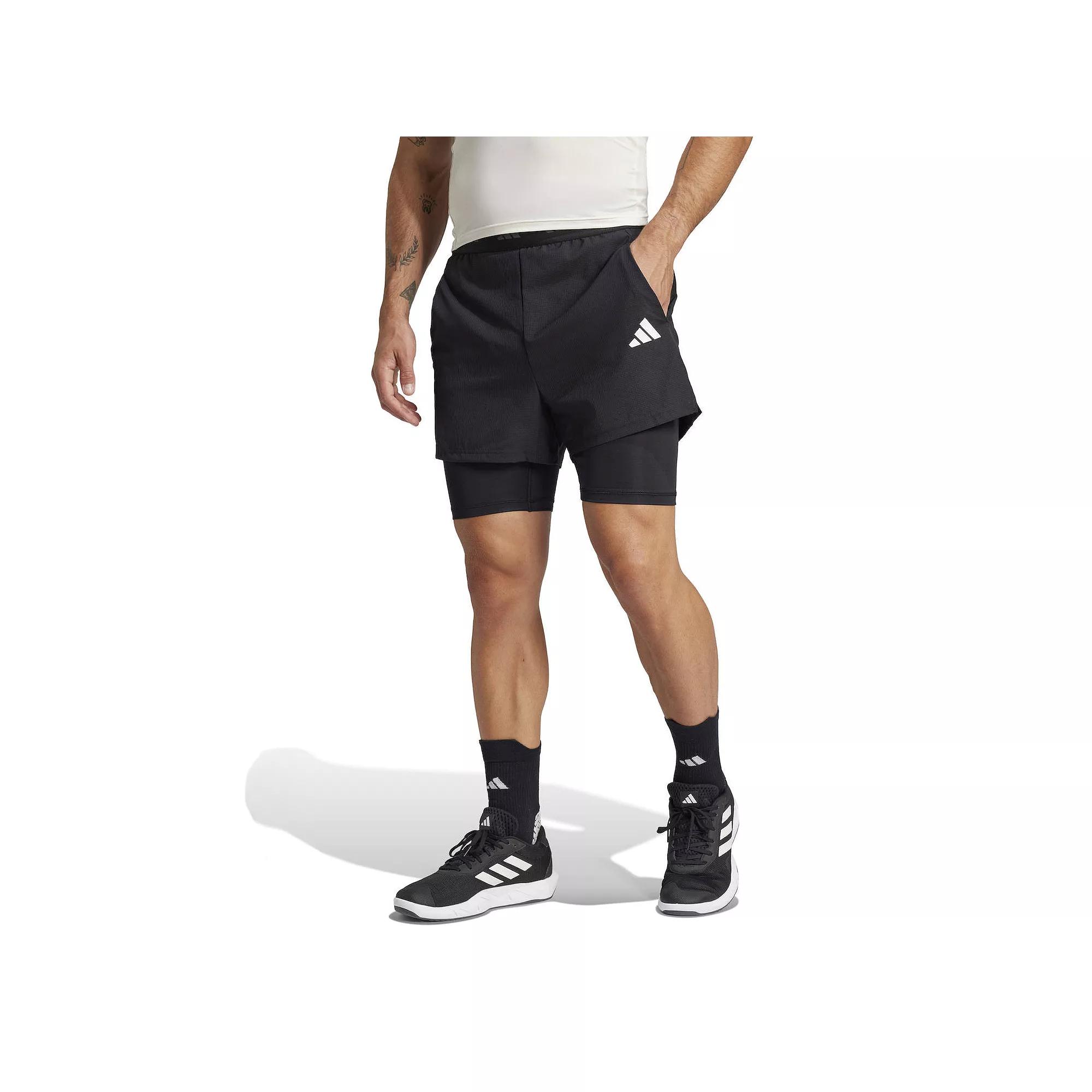 adidas Gym+ 2-in-1 Shorts Black 2XL Mens Product Image