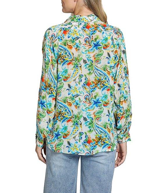 APNY Woven Floral Print V-Neck Long Sleeves Blouse Product Image