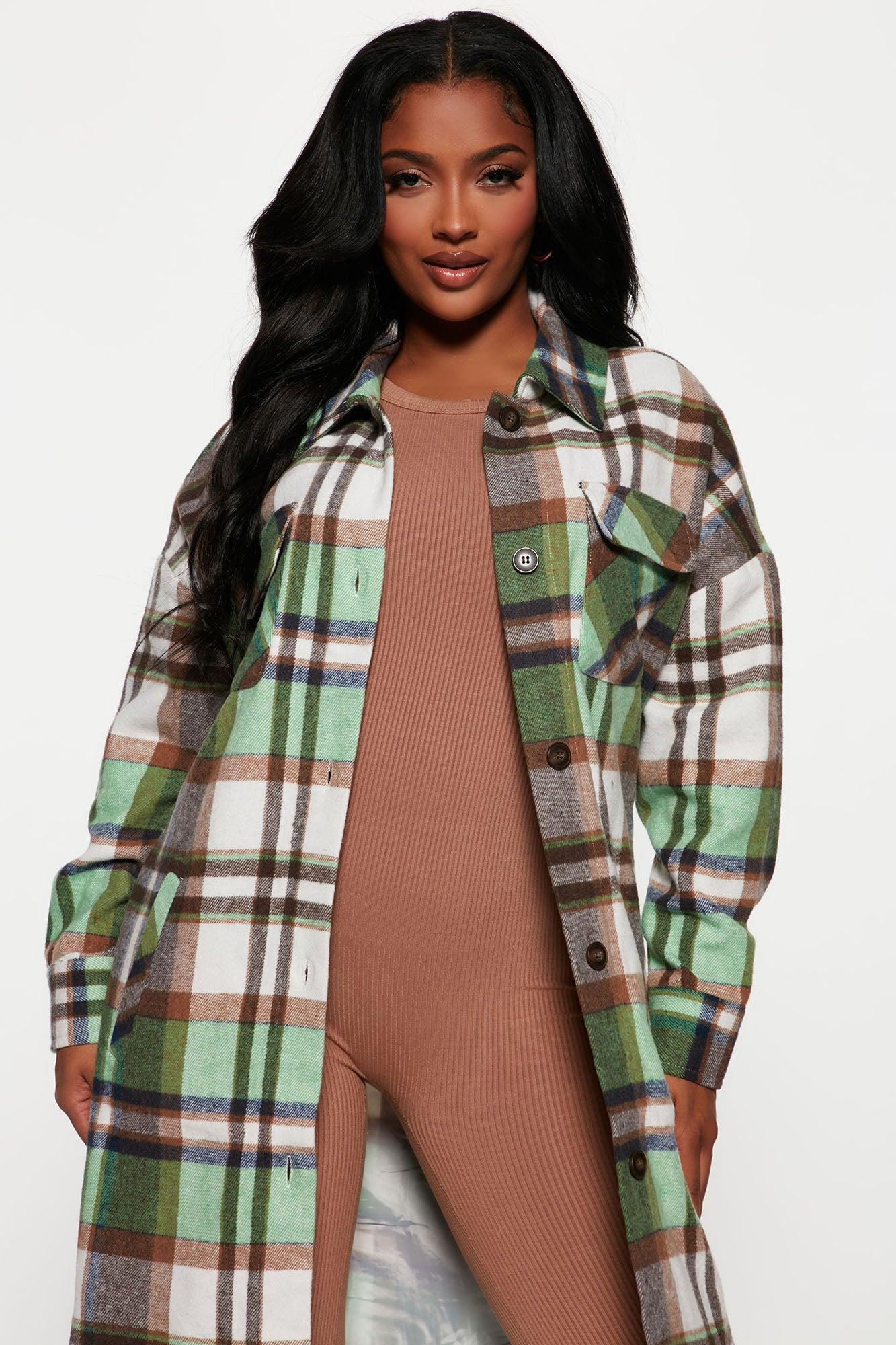 Get Lost Plaid Shacket - Green/combo Female Product Image