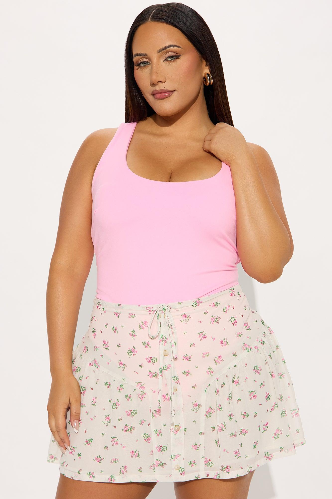 Sarafiena Double Lined Scoop Neck Bodysuit - Pink Female Product Image