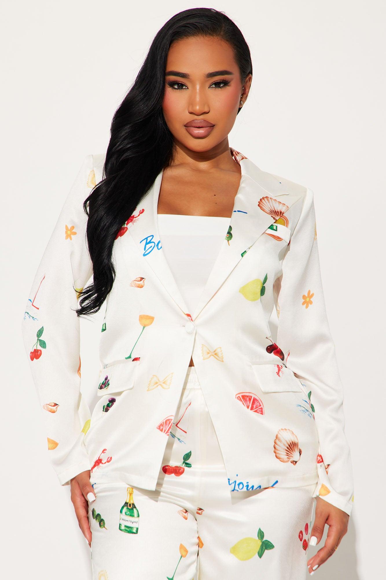 Coastal Getaway Satin Blazer - Cream Product Image