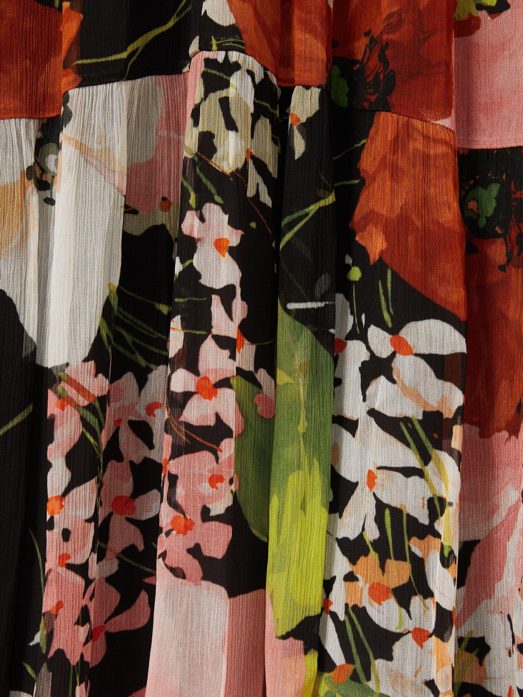 Florere Multi Tiered Tie Neck Midi Dress in Multi Product Image