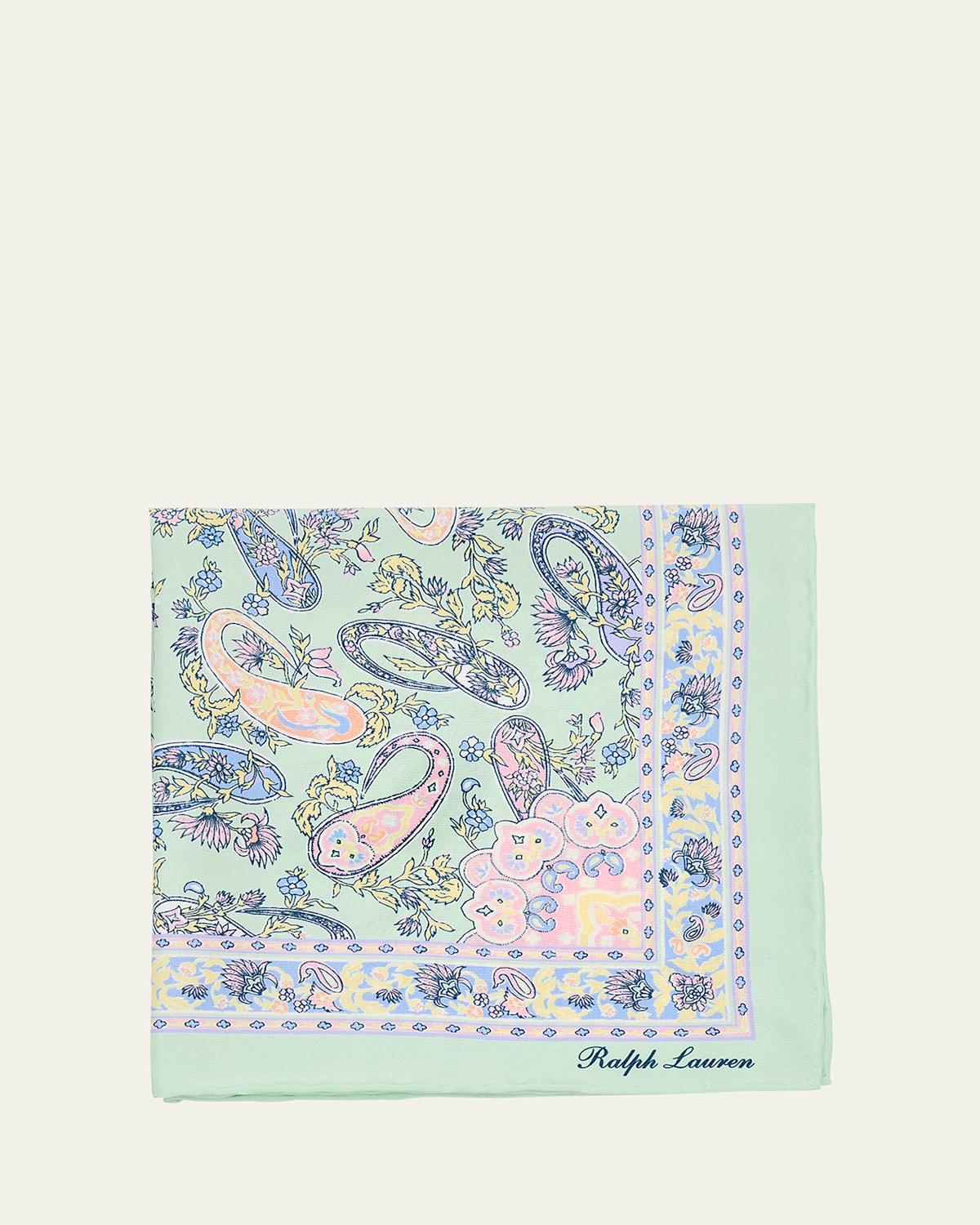 Mens Paisley Silk Habotai Pocket Square Product Image