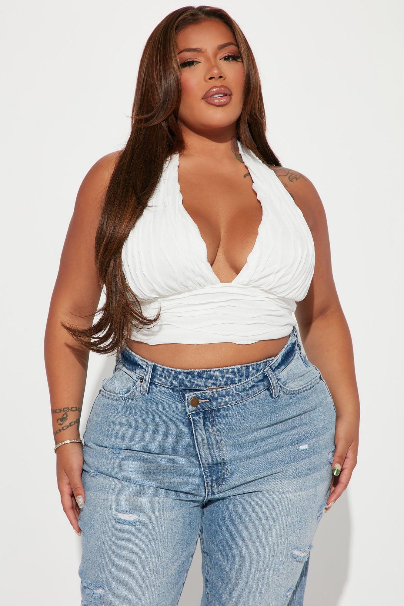 Jolie Textured Halter Top - White Product Image