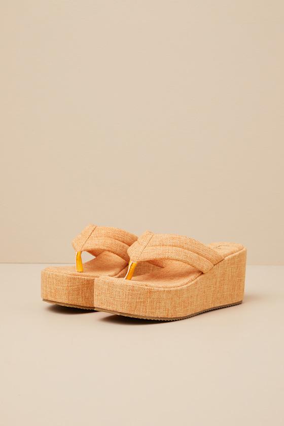 Averell Orange Woven Platform Thong Sandals Product Image