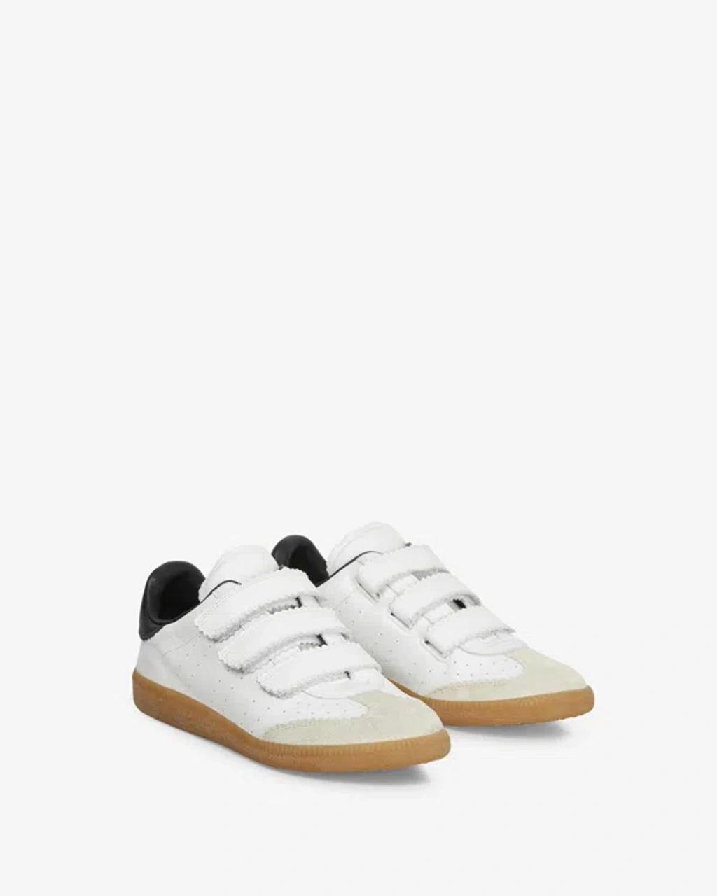 ISABEL MARANT Beth Suede-trimmed Leather Sneakers In White Product Image