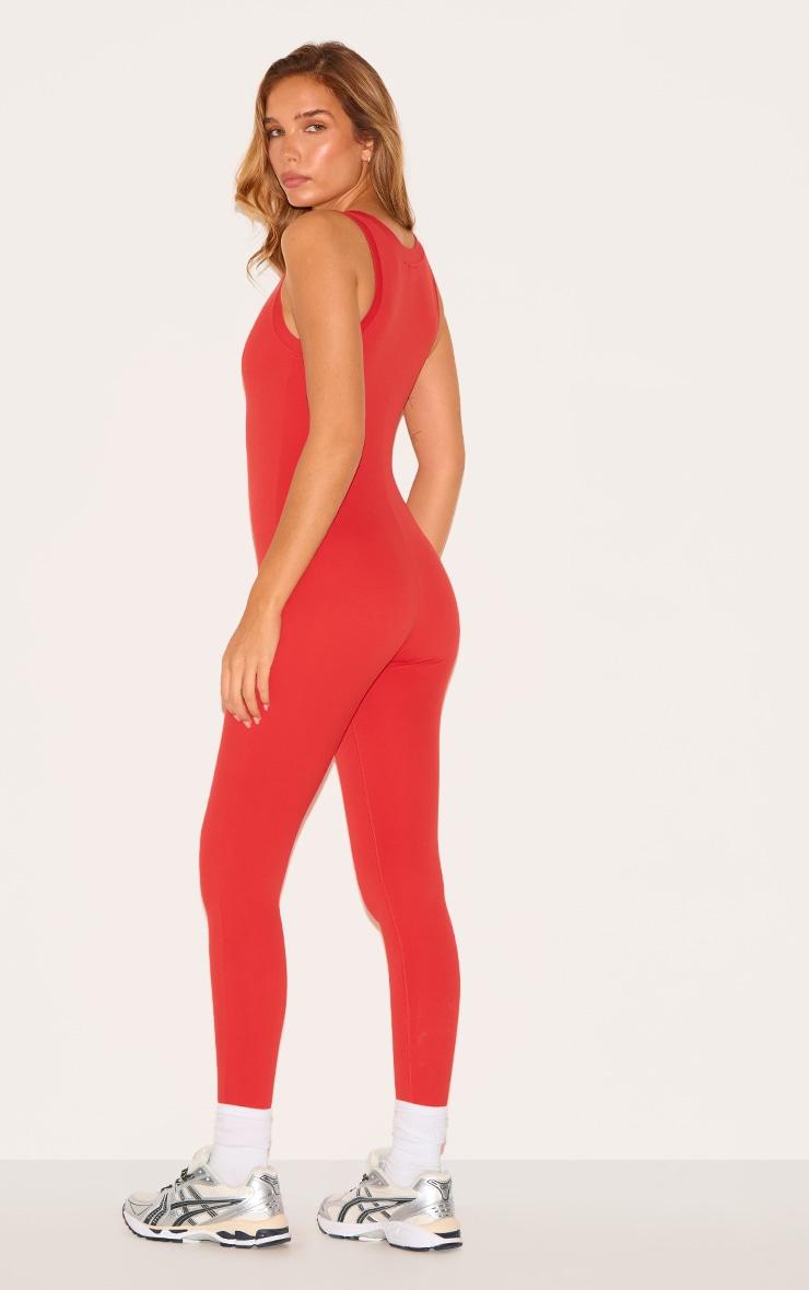  Red Sculpt Contrast Binding Unitard Product Image