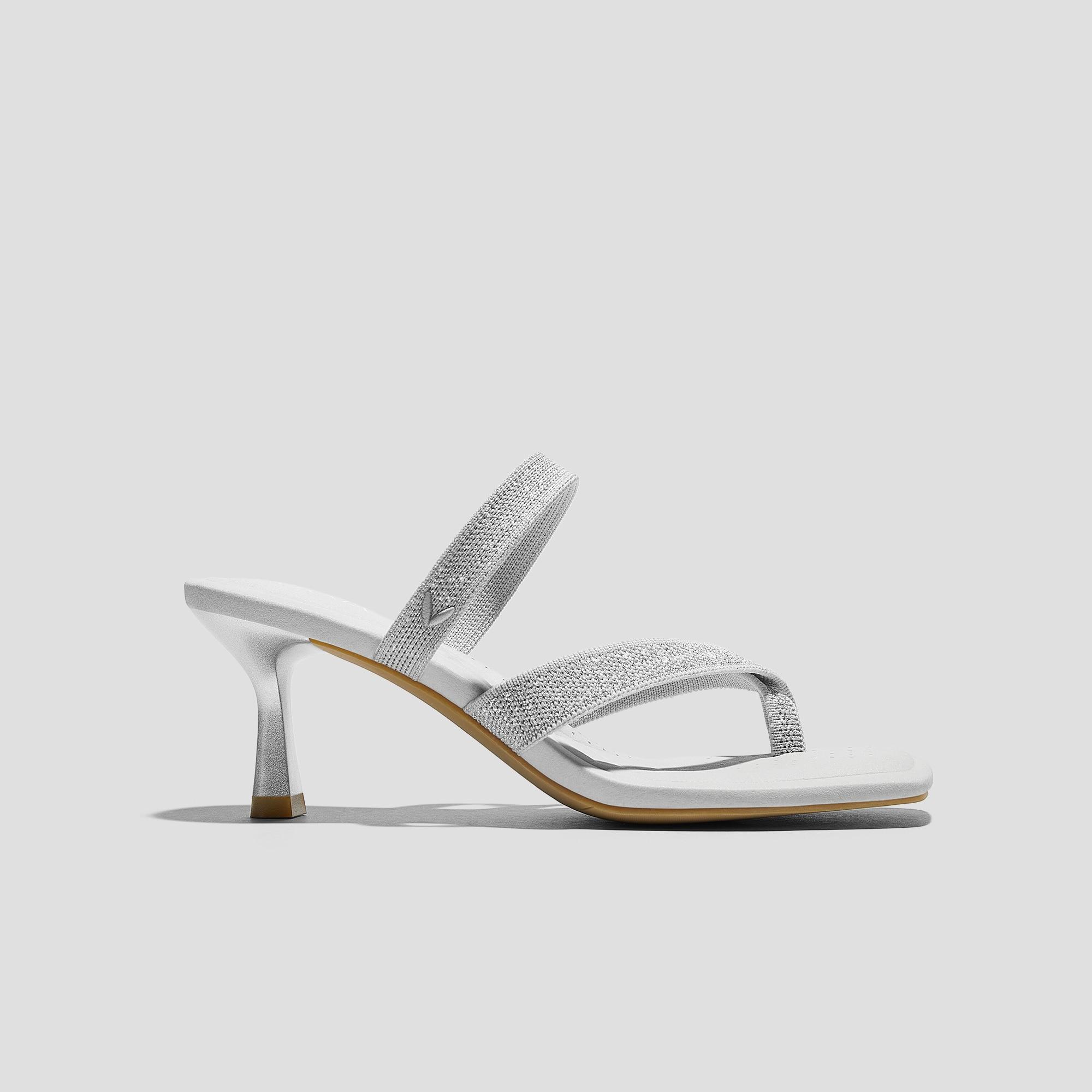 Square-Toe Mid Heel Strappy Sandals (Alina) Product Image