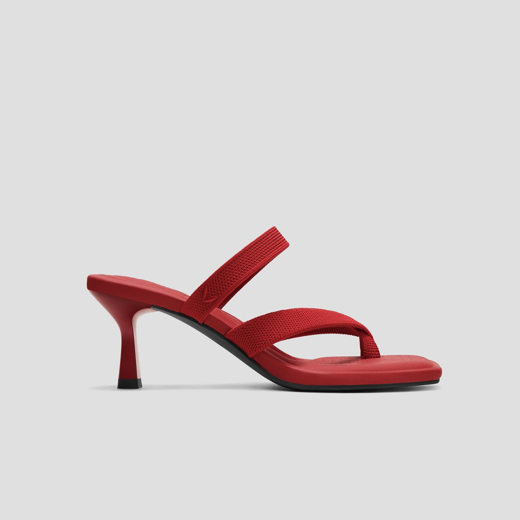 Square-Toe Mid Heel Strappy Sandals (Alina) Product Image