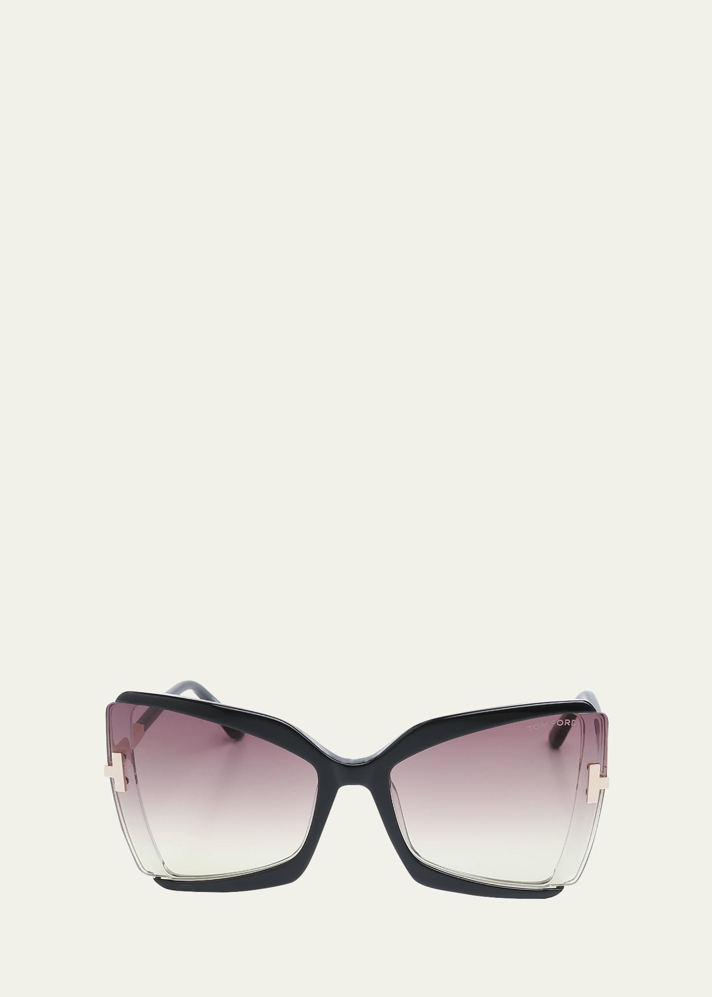Gia Semi-Rimmed Acetate Butterfly Sunglasses Product Image