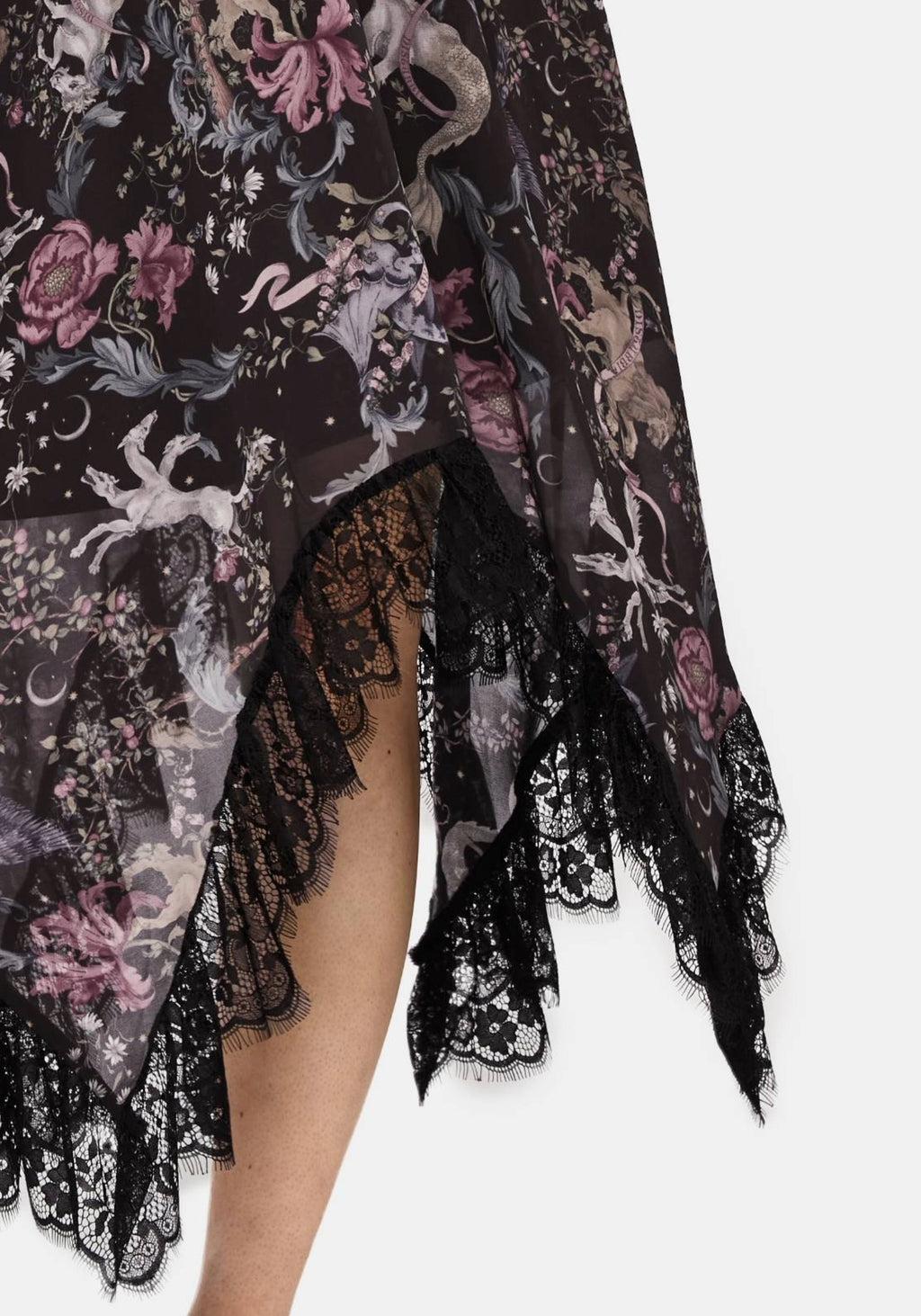 Merunicorn Enchanted Forest Chiffon Print Midi Skirt Product Image