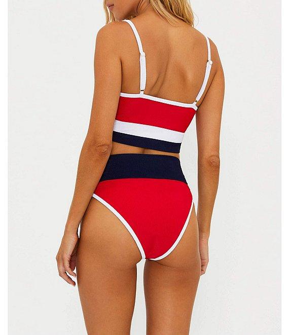 Beach Riot Emmy Ribbed Color Block Contrast Trim High Waisted Swim Bottom Product Image