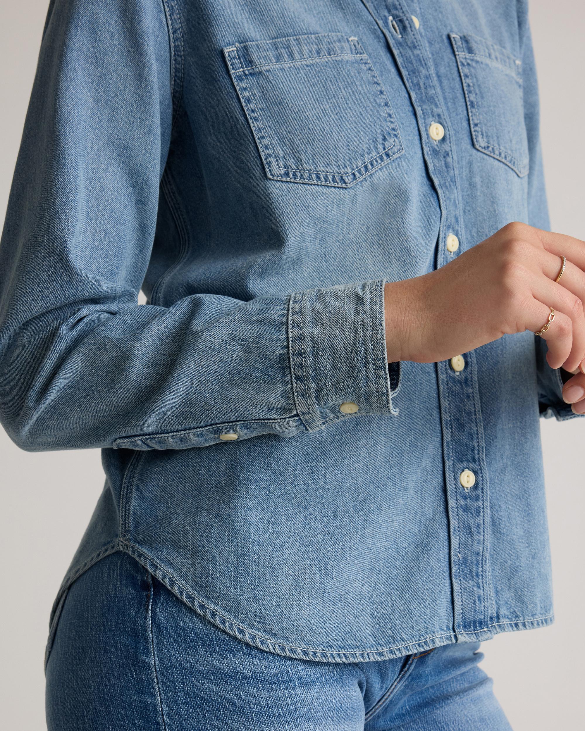 Quince | Women's Distressed Denim Shirt Size XS, Cotton Product Image