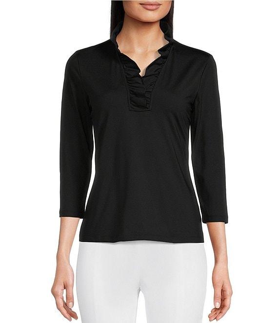 J.McLaughlin Durham 3/4 Sleeve Ruffle Top Product Image