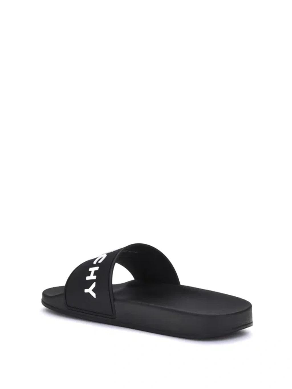 Black Logo-Print Pool Slides Product Image