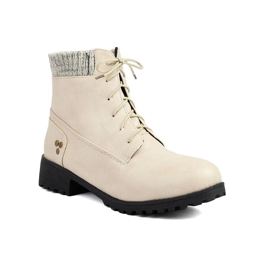 Panel Lace-Up Short Boots Product Image