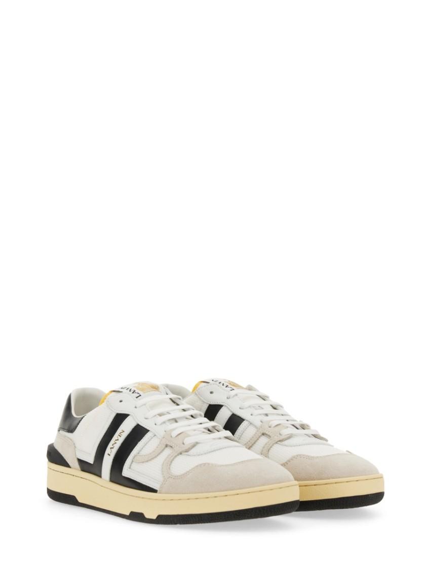 LANVIN Black And White Leather Clay Low Mesh Sneakers Product Image