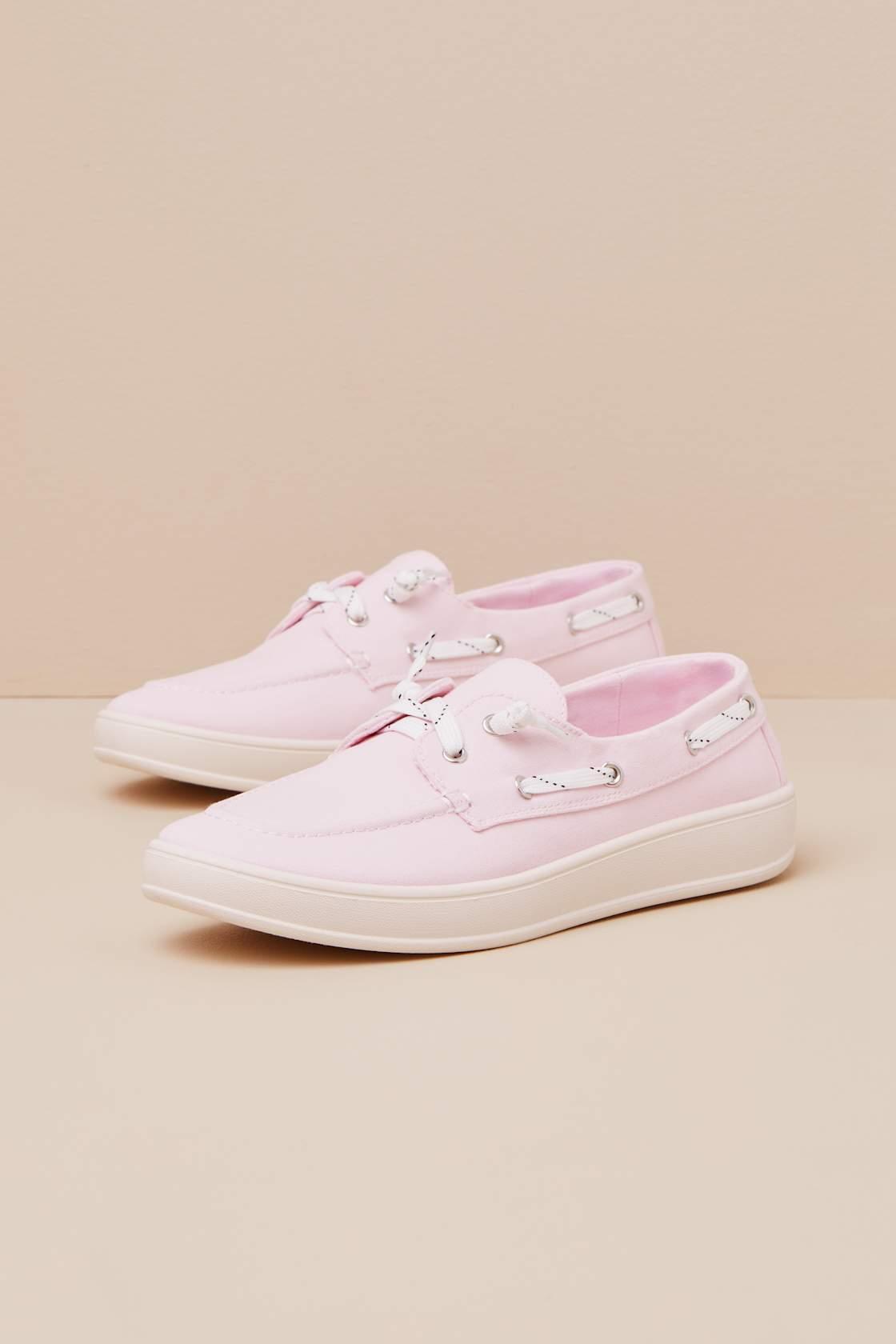 Galley Pink Canvas Boat Shoes Product Image