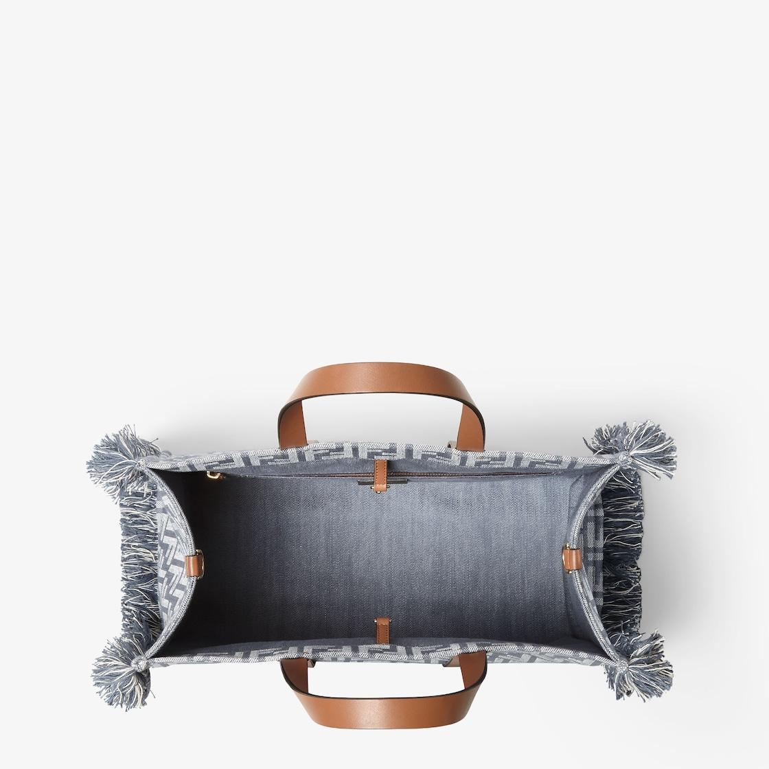 Summer ToteBlue denim-effect FF jacquard bag Product Image