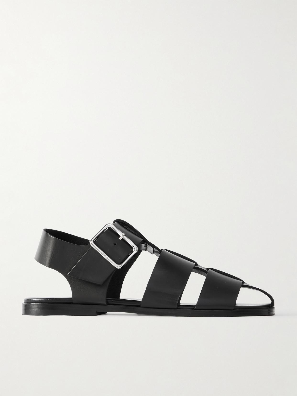 AEYDE 10mm Whit Leather Fisherman Sandals In Black Product Image