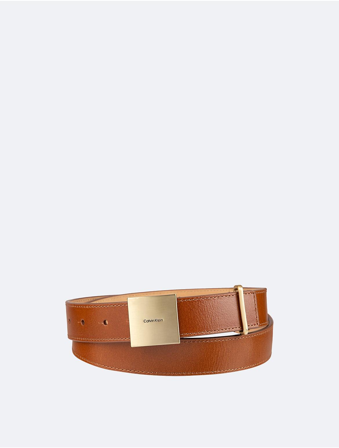 Calvin Klein Womens Logo Plaque Buckle Belt - Brown Product Image