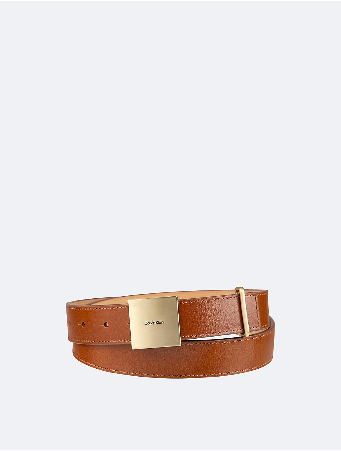 Calvin Klein Womens Logo Plaque Buckle Belt - Brown Product Image