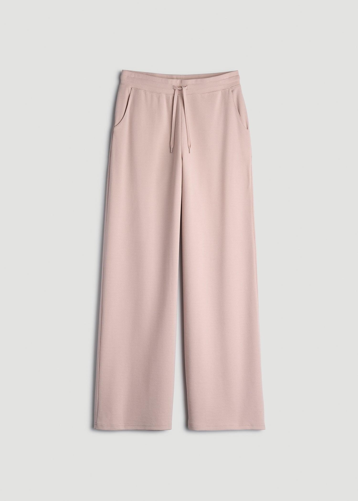 Mid-Rise Waffle Wide-Leg Pants for Tall Women in Desert Rose Product Image