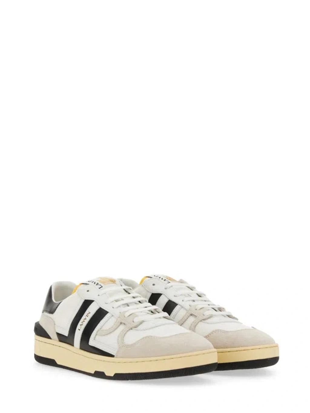 LANVIN Black And White Leather Clay Low Mesh Sneakers Product Image